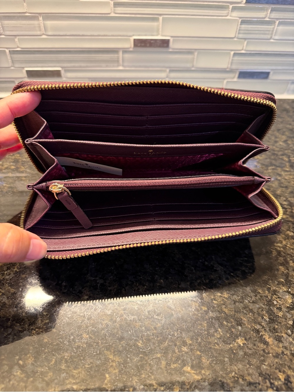 Kate Spade Continental Wallet Neda Laurel Way Saffiano in Deep Plum - Picture 5 of 10